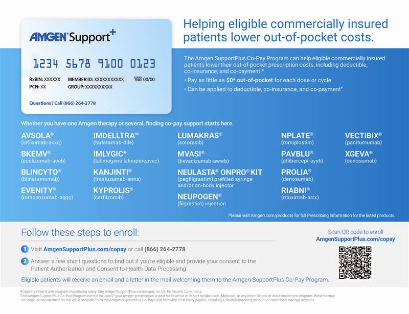 EVENITY® copay program tearsheet